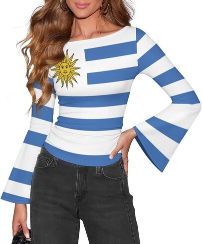 Women's Long Sleeve Cameroon Flag Basic T-Shirt Solid Color Soft Comfy Casual Fall Shirts for Women Tops in Kuwait