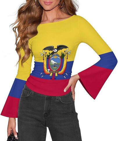 Women's Long Sleeve Cameroon Flag Basic T-Shirt Solid Color Soft Comfy Casual Fall Shirts for Women Tops in Kuwait