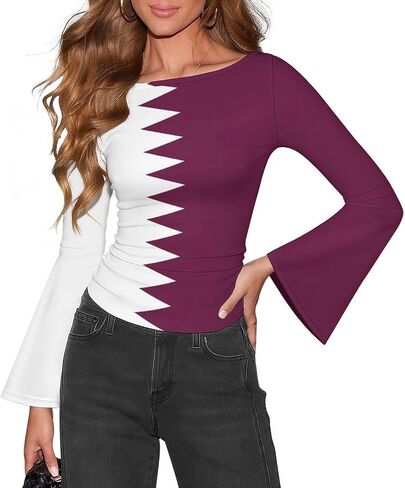 Women's Long Sleeve Cameroon Flag Basic T-Shirt Solid Color Soft Comfy Casual Fall Shirts for Women Tops in Kuwait