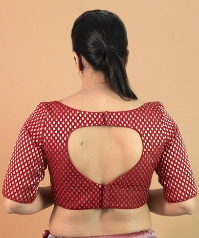 بلوزة الساري النسائية الجاهزة من FIGURE'S DESIGNER برقبة على شكل قلب وأكمام على شكل قلب من Sabyasachi B12 in Kuwait