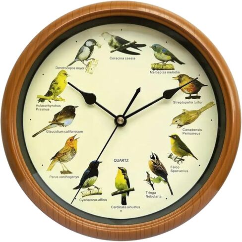 Generic Singing Bird Wall Clock Decorative Clock 10 Inch,Ornaments Quiet Creative Wall Hanging Clock Decor for Bedroom, Living Room, Brown in Saudi Arabia