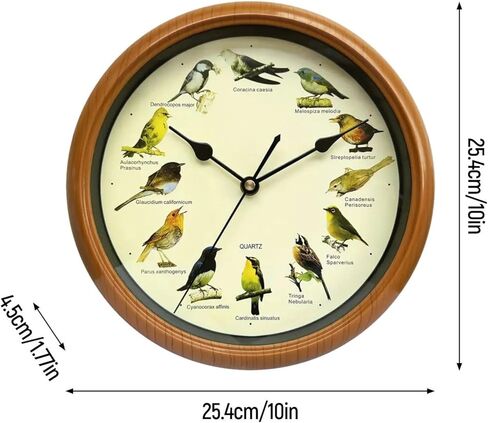 Generic Singing Bird Wall Clock Decorative Clock 10 Inch,Ornaments Quiet Creative Wall Hanging Clock Decor for Bedroom, Living Room, Brown in Saudi Arabia