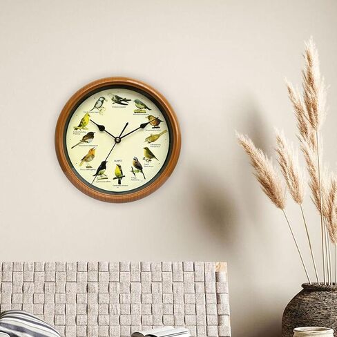 Generic Singing Bird Wall Clock Decorative Clock 10 Inch,Ornaments Quiet Creative Wall Hanging Clock Decor for Bedroom, Living Room, Brown in Saudi Arabia