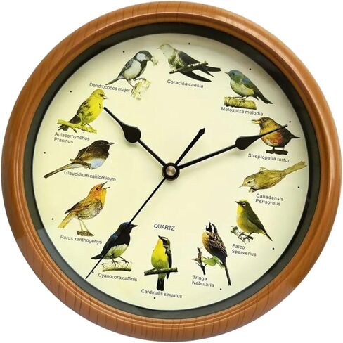 Generic Singing Bird Wall Clock Decorative Clock 10 Inch,Ornaments Quiet Creative Wall Hanging Clock Decor for Bedroom, Living Room, Brown in Saudi Arabia