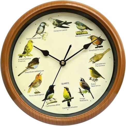 Generic Singing Bird Wall Clock Decorative Clock 10 Inch,Ornaments Quiet Creative Wall Hanging Clock Decor for Bedroom, Living Room, Brown in Saudi Arabia