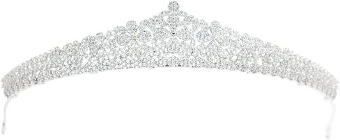 Petite Tiara for Women 2.5cm Small Mini Crown 5A Cubic Zirconia Rhodium Plated Copper Headband Micro Set Crystal Tiara for Bride Birthday Prom Evening Party (Silver) in Saudi Arabia