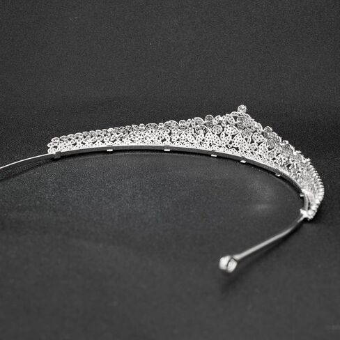 Petite Tiara for Women 2.5cm Small Mini Crown 5A Cubic Zirconia Rhodium Plated Copper Headband Micro Set Crystal Tiara for Bride Birthday Prom Evening Party (Silver) in Saudi Arabia