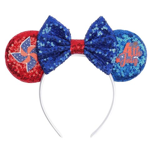 zhezesmila Shiny Mouse Ears with Sequins Bow 4th of July Headband Hair Accessories for Independence Day Theme Party in Kuwait