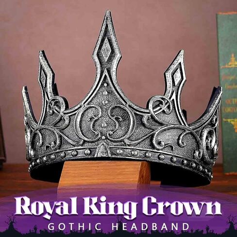 BARTOSI Gothic Crown Headpiece Vintage Medieval King Crown Royal Crown Halloween Hair Accessories for Women and Men in Saudi Arabia
