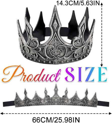 BARTOSI Gothic Crown Headpiece Vintage Medieval King Crown Royal Crown Halloween Hair Accessories for Women and Men in Saudi Arabia