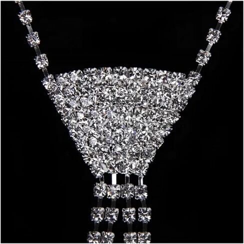 Holiberty Womens Sparkling Rhinestone Ties Adjustable Pre-Tied Neck Chain Skinny Tie Club Rave Party Glitter Necktie Necklace in Kuwait