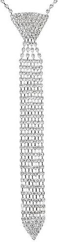 Holiberty Womens Sparkling Rhinestone Ties Adjustable Pre-Tied Neck Chain Skinny Tie Club Rave Party Glitter Necktie Necklace in Kuwait