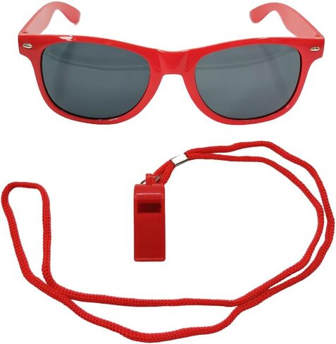 VIGUEUR Lifeguard Costume Set with Sunglasses, Whistle, Beach Dress Up Accessories, Red in Saudi Arabia