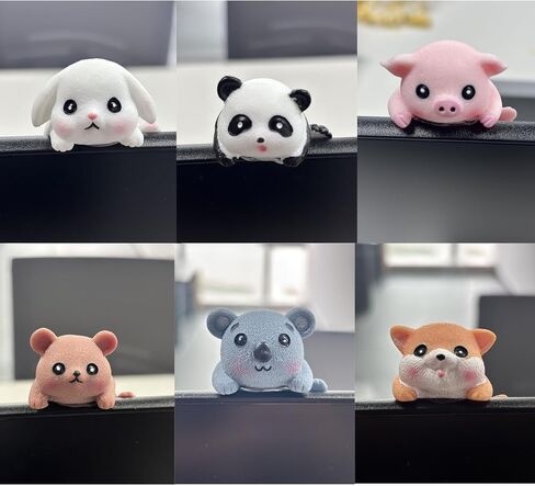 6Pcs Monitor Buddy Collectible Figurines Cute 3D Resin Computer Decor, PC Decorations for Desk, Home Office & Car Dashboard in Saudi Arabia