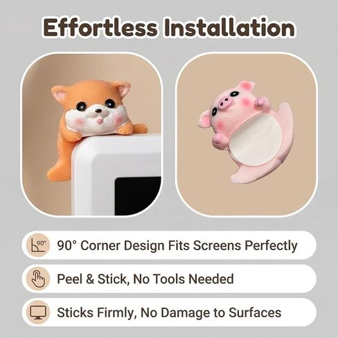 6Pcs Monitor Buddy Collectible Figurines Cute 3D Resin Computer Decor, PC Decorations for Desk, Home Office & Car Dashboard in Saudi Arabia