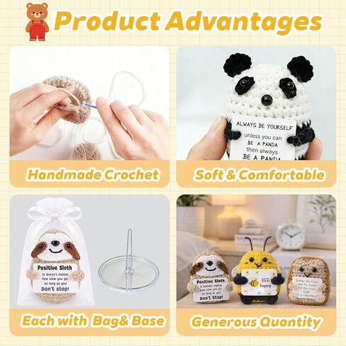 30 Pcs Positive Crochet Animals Emotional Support Cute Positive Handmade Knitted Animals Employee Appreciation Gifts Bulk Graduation Gifts for Women Men Him Her Friend Teacher Family Co Workers in Saudi Arabia