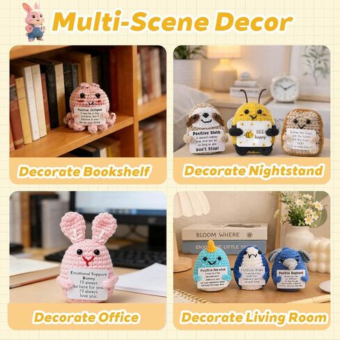 30 Pcs Positive Crochet Animals Emotional Support Cute Positive Handmade Knitted Animals Employee Appreciation Gifts Bulk Graduation Gifts for Women Men Him Her Friend Teacher Family Co Workers in Saudi Arabia