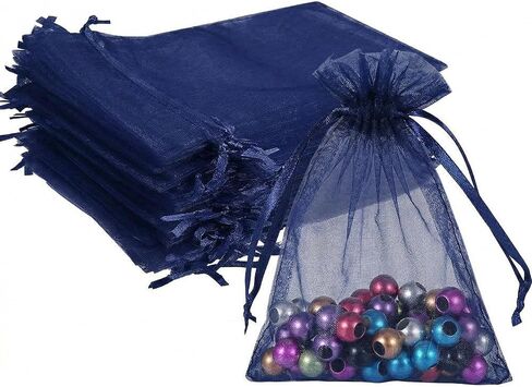 Wudygirl 100pcs Drawstring Organza Bags 5 x 7 Inch Black Transparent Jewelry Lipstick Pouches Baby Shower Party Wedding Holidays Favor Seashell Candy Favor Bags(Black 5x7'') in Saudi Arabia