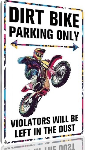 Dirt Bike Party Decorations Funny Dirtbike Parking Sign, Motocross Gifts for Men, Man Cave Garage Boy's Room Wall Decor 8x12 Inches in Kuwait