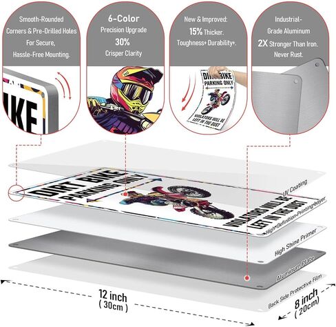 Dirt Bike Party Decorations Funny Dirtbike Parking Sign, Motocross Gifts for Men, Man Cave Garage Boy's Room Wall Decor 8x12 Inches in Kuwait