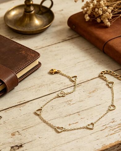 Gold Heart Ankle Bracelets for Women Dainty Waterproof Heart Chain Anklets Trendy Non-tarnish Ankle Bracelets Summer Beach Hawaii Foot Jewelry Accessories for Her in Kuwait