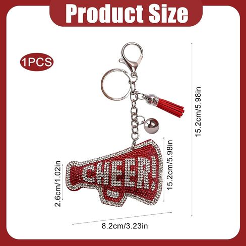 Bling Cheerleading Keychain Charms for Purse Handbags Backpacks, Rhinestone Cheer Accessories for Women, Spirit Team Gifts in Saudi Arabia