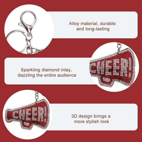 Bling Cheerleading Keychain Charms for Purse Handbags Backpacks, Rhinestone Cheer Accessories for Women, Spirit Team Gifts in Saudi Arabia