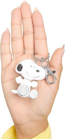 سلسلة مفاتيح Sally ROSE Peanuts Snoopy وحقيبة سحرية مرخصة رسميًا، لون فضي وسلسلة مفاتيح مطلية بالمينا البيضاء in Kuwait