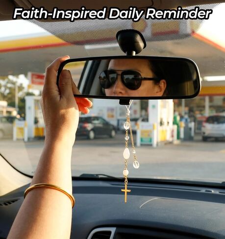 Cross for Car Mirror Hanging, Cross Rear View Mirror Accessories Faith Keychain Pendant for Bag, Window, Door, Garden, Balcony, or Home Decoration in Saudi Arabia