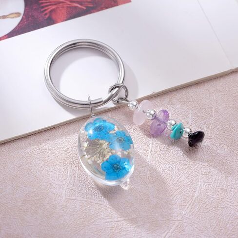 Aesnefe Forget Me Not Keyring with Healing Crystals, Memorial Keychain Sympathy Gifts for Loss of Loved One, Bereavement Comfort Gift, In Loving Memory Keepsake for Women Men in Saudi Arabia