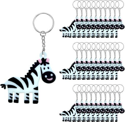 30 Pack Zebra Keychains Jungle Safari Animal Keychain Keyrings for Zebra Themed Party Decorations Safari Birthday Party Bag Fillers Return Gifts in Saudi Arabia
