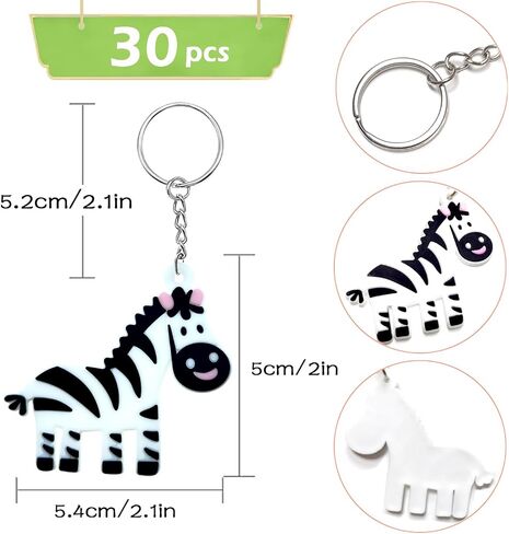 30 Pack Zebra Keychains Jungle Safari Animal Keychain Keyrings for Zebra Themed Party Decorations Safari Birthday Party Bag Fillers Return Gifts in Saudi Arabia