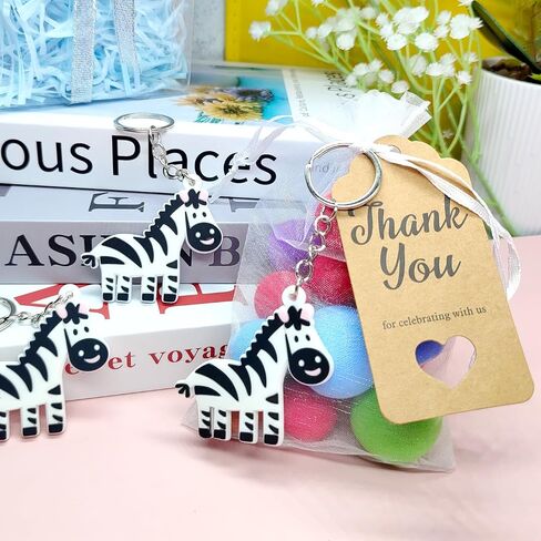 30 Pack Zebra Keychains Jungle Safari Animal Keychain Keyrings for Zebra Themed Party Decorations Safari Birthday Party Bag Fillers Return Gifts in Saudi Arabia