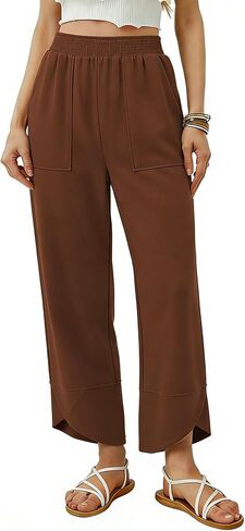 Harem Baggy Pants Women Wide Leg Lounge Capri Palazzo Pants Casual Beach Barrel Boho Summer High Waisted with Pockets in Saudi Arabia