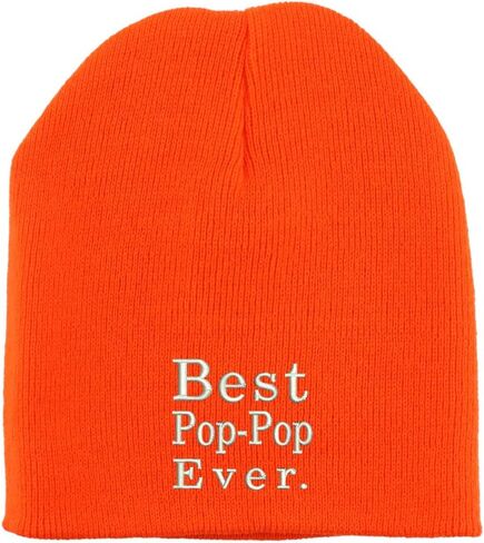 Trendy Apparel Shop Best Pop Pop Ever Embroidered Made in USA Short Acrylic Knit Winter Beanie Hat in Kuwait