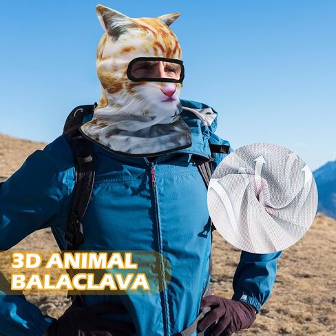 3D Cat Ski Balaclava Animal Sheisty Face Mask with Ears for Music Festivals, Raves, Ski Outdoor Activities, Halloween, Party in Saudi Arabia