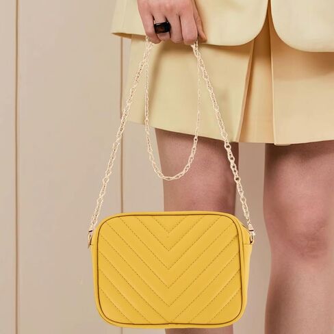 braxan Yellow Leather Shoulder Crossbody Camera Bag for Women, Small in Saudi Arabia