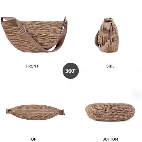 RNIEGA Straw Crossbody Bag for Women Woven Crescent Beach Bags Summer Shoulder Purses Handbag with Adjustable Strap in Saudi Arabia