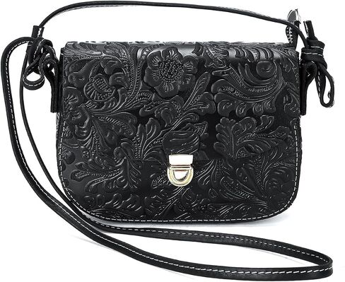 MASIWEI Genuine Leather Womens Purse Small Crossbody Bag for Women Floral Embossed Shoulder Handbags for Commute Travel in Saudi Arabia