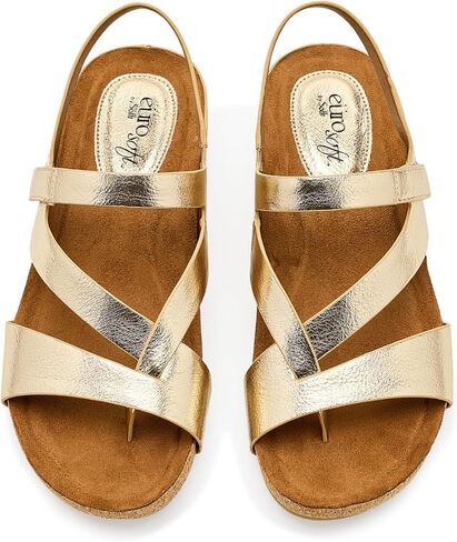 EuroSoft Women's Gianetta Flat Sandal, Gold 1, 9 in Kuwait