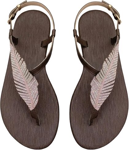 WDIRARA Women's Leaf Rhinestone Thong Flat Sandals Open Toe Slip on Ankle Strap Shoes Beach Vacation Sandals in Kuwait