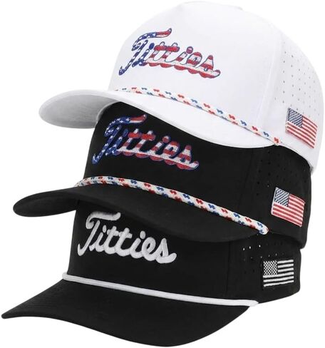 Curves & Clubs Titties Golf Hats 3-Pack – Funny White USA Titties, Black USA Titties, and Black & White Titties – Perfect Golf Gift Bundle in Saudi Arabia