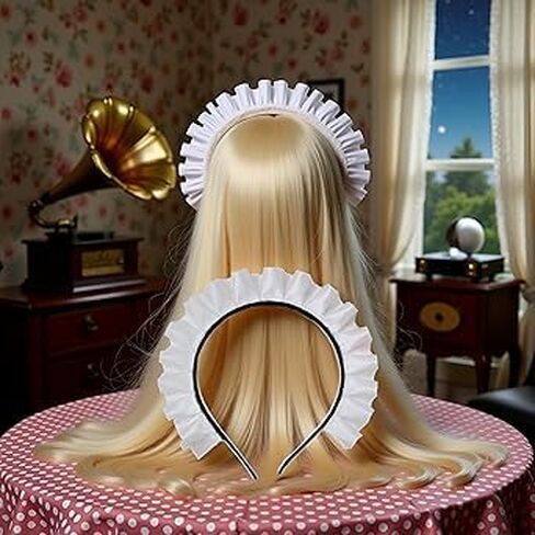 Gorgeous Sweet White Ruffle Headband for Maid Hair Hoop for Anime Cosplay, Fits Most Women Hair Accessories in Saudi Arabia