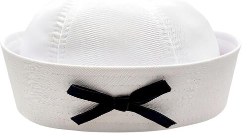 Sailor Hat White Sailor Cap with Bowknot Yacht Captain Hat Navy Costume Hat for Captain Birthday Halloween Costume in Saudi Arabia