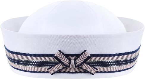 Sailor Hat White Sailor Cap with Bowknot Yacht Captain Hat Navy Costume Hat for Captain Birthday Halloween Costume in Saudi Arabia