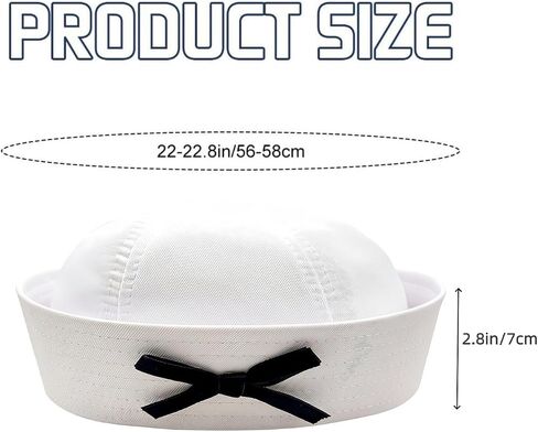 Sailor Hat White Sailor Cap with Bowknot Yacht Captain Hat Navy Costume Hat for Captain Birthday Halloween Costume in Saudi Arabia