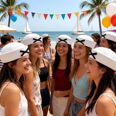 Sailor Hat White Sailor Cap with Bowknot Yacht Captain Hat Navy Costume Hat for Captain Birthday Halloween Costume in Saudi Arabia