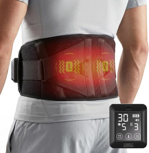 Back Massager, Cordless Heating Pad with 6 Heat&6 Vibration Massage, 5000mAh Back Heating Pad for Lower Back Pain Relief, Gifts for Women Men Seniors(Black) in Saudi Arabia