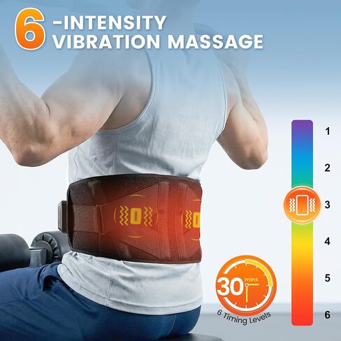 Back Massager, Cordless Heating Pad with 6 Heat&6 Vibration Massage, 5000mAh Back Heating Pad for Lower Back Pain Relief, Gifts for Women Men Seniors(Black) in Saudi Arabia