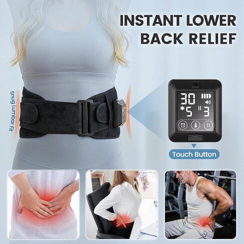 Back Massager, Cordless Heating Pad with 6 Heat&6 Vibration Massage, 5000mAh Back Heating Pad for Lower Back Pain Relief, Gifts for Women Men Seniors(Black) in Saudi Arabia